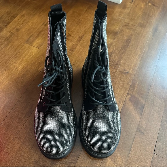 Torrid x Betsey Johnson Silver Rhinestone Combat Boots 11WW - Picture 3 of 10